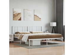 Estructura Cama Sin Colchón Con Cabecero Metal Blanco 200x200cm