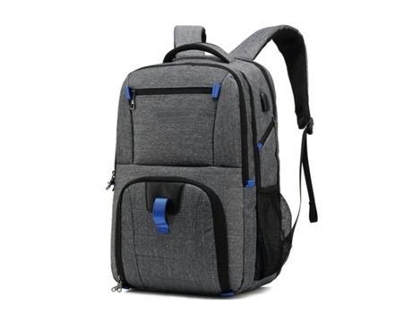 Mochila para computadora portátil Mochila empresarial resistente al agua para hombres con puerto de carga USB Mochilas duraderas-Nylon gris