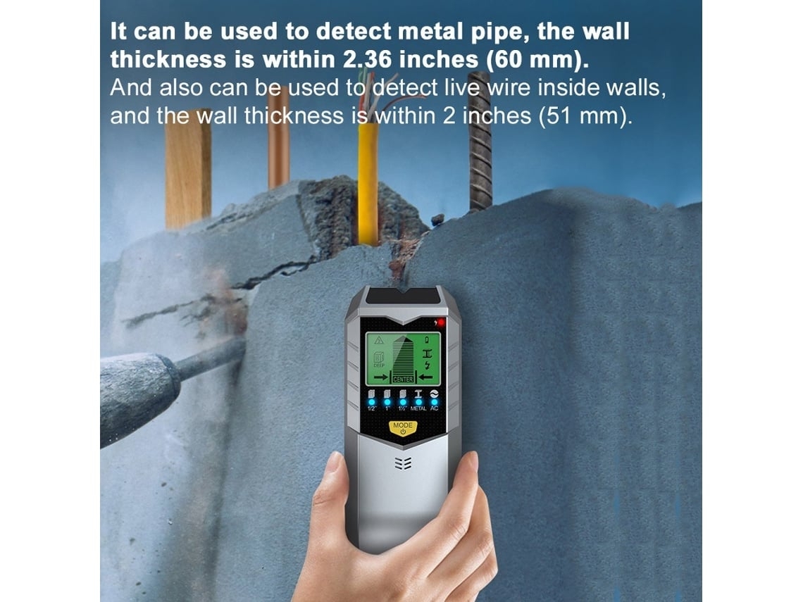 Detector Metales Pared Digital Retroiluminado, Multifuncional, Encuentra Clavos Madera O Cables