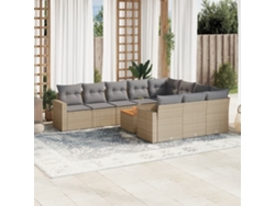 Conjunto de sofá de jardín de 11 piezas con cojines en mimbre beige mixto de DKD Home Decor