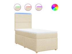 Cama Box Spring VIDAXL Crema Tela (80x200 cm)