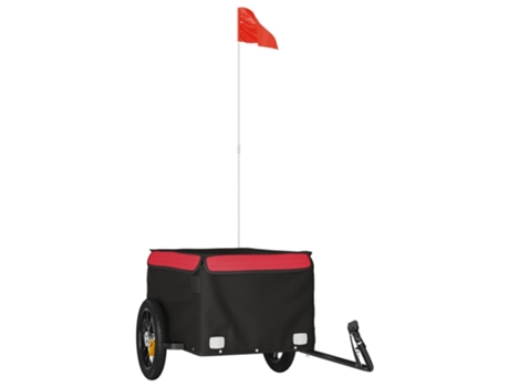 Remolque de carga VIDA XL para bicicleta hierro negro y rojo (30 kg)