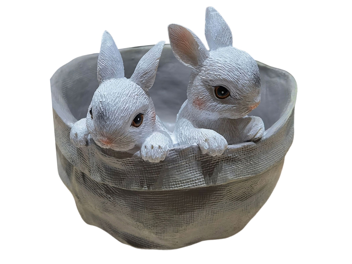 Maceta con forma de conejo para suculentas, decoración de jardín, maceta con forma de animal.