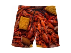 Pantalones cortos para hombre con estampado de salchichas, perneras anchas, cintura elástica y cordón ajustable.