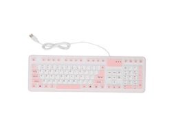 Teclado De Silicone Plegável 106 Teclas Usb À Prova De Água Silencioso Para Pc Laptop Rosa