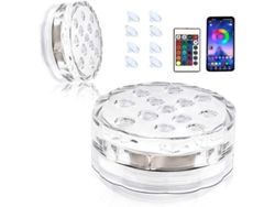 Luces Led Sumergibles Para Estanques, Paquete De 2 Unidades Con 13 Led, Control Remoto Y Aplicación.