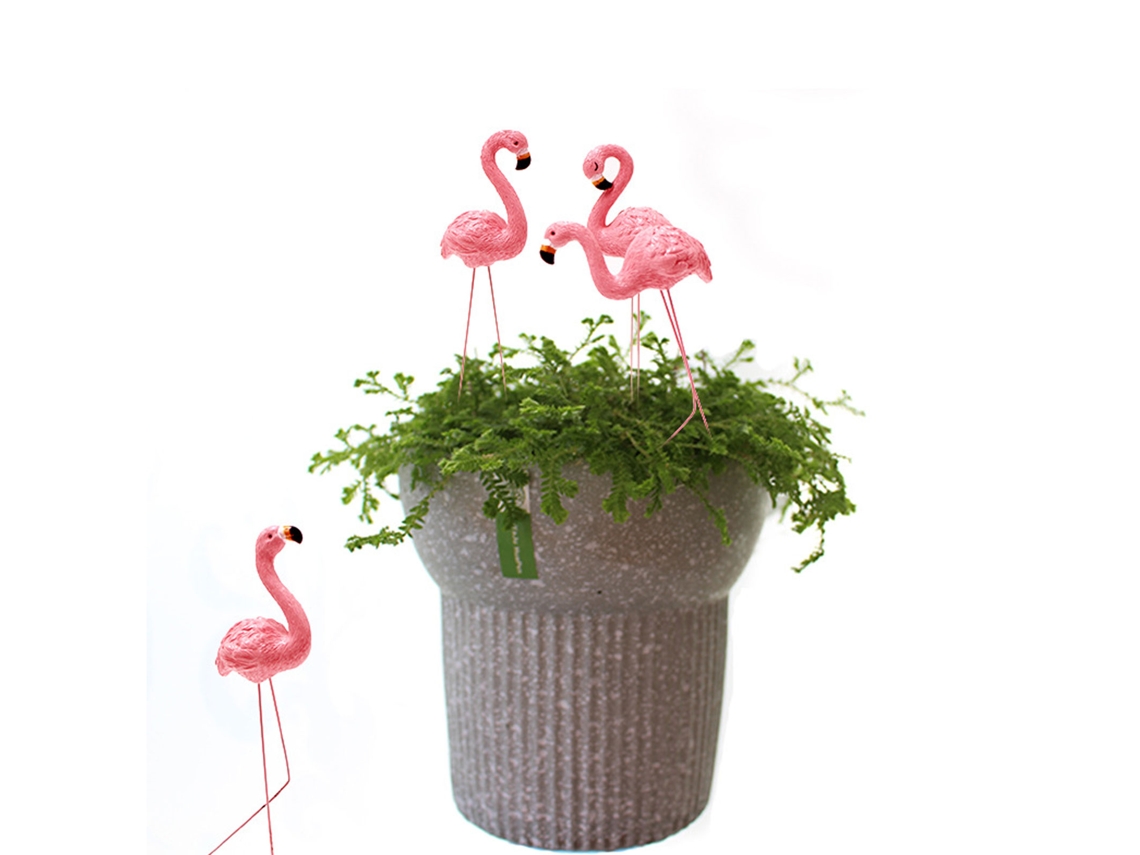 4 Piezas De Pequeñas Estatuas De Flamencos Rosas Para Jardín, Decoración Ideal Para Patio O Terraza.