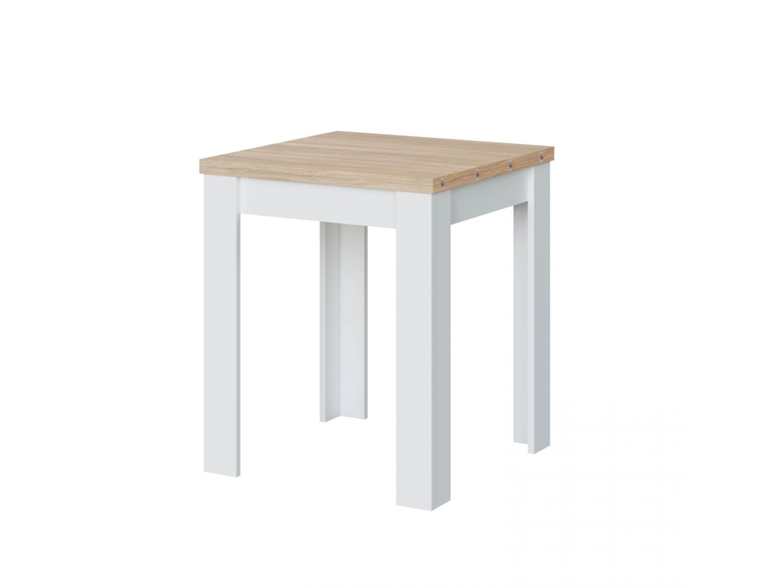 Mesa de comedor cuadrada Livre Blanco Artik (Blanco Mate) - Roble Canadian Medidacerrada:67Medidaabierta:134 x 79 x 67cm cm