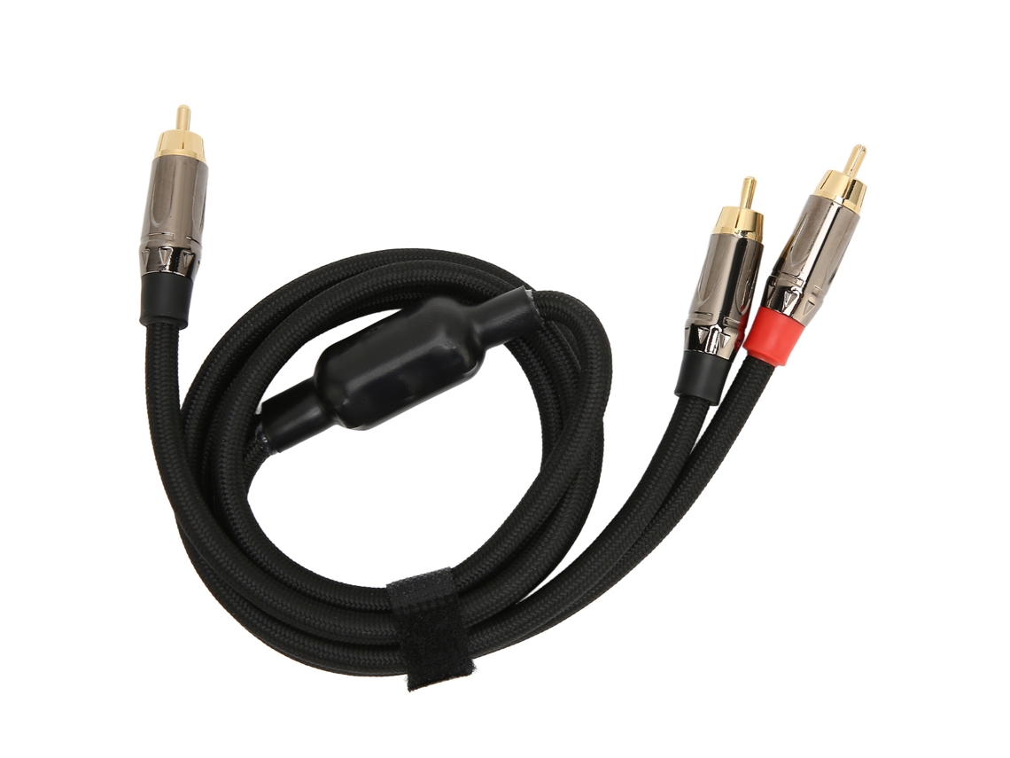 Cabo Y Rca 1 Para 2 Macho A Macho 24k Ouro Placado Som Estéreo Subwoofer 1m