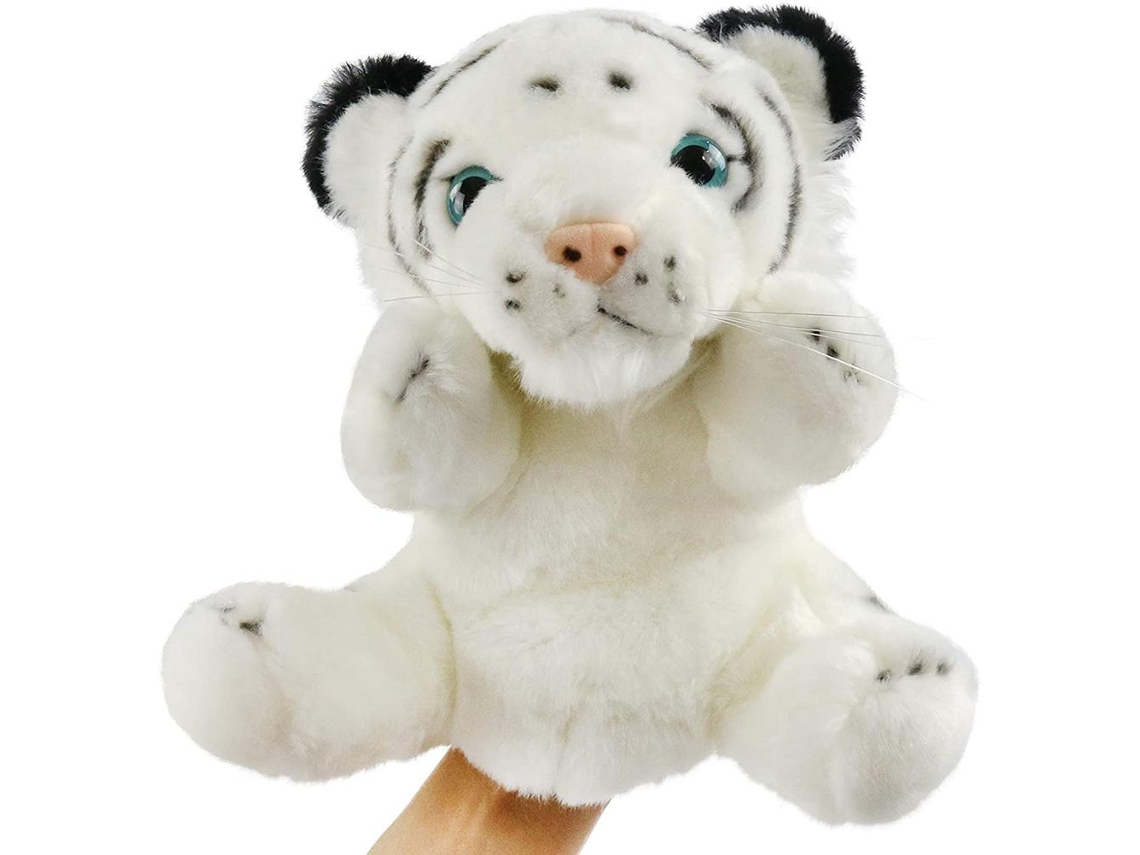 Marioneta de tigre de peluche, juguete realista de animal de la selva para contar cuentos, juegos de imitación y juegos de rol.