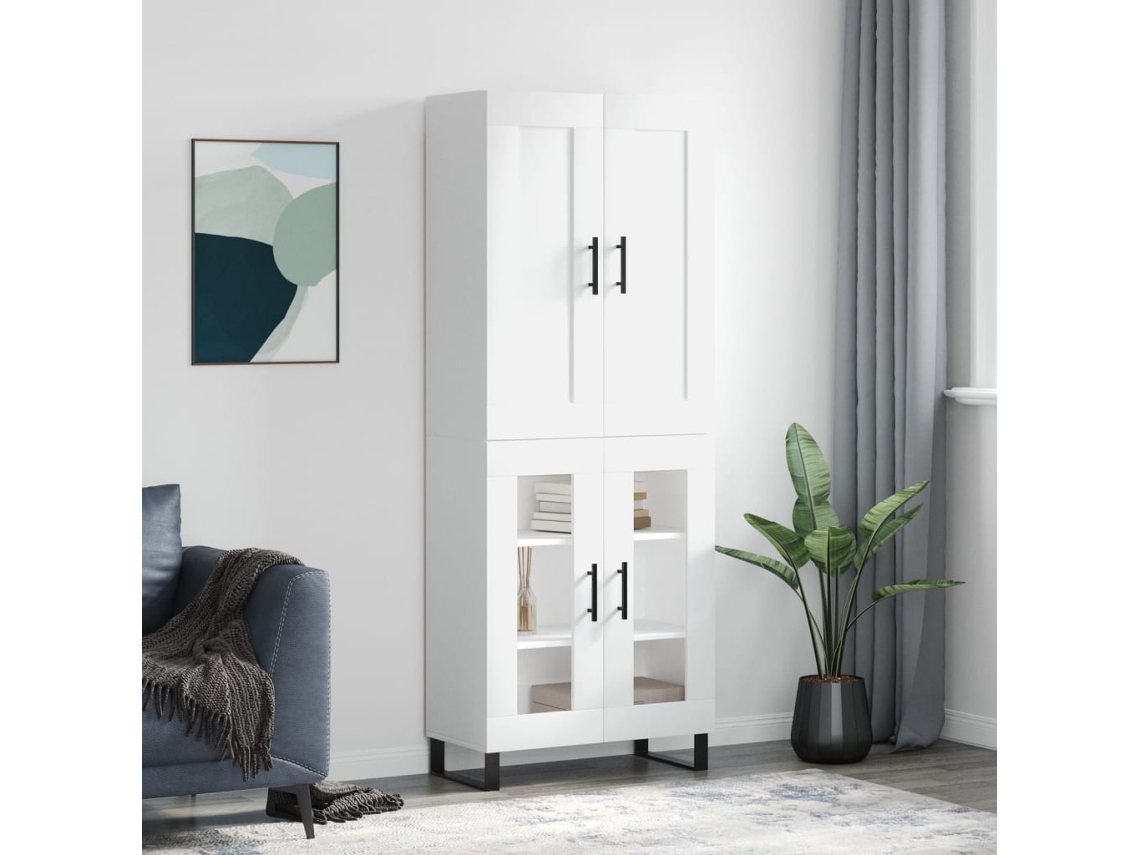 Aparador Alto Madera Contrachapada Blanco 69,5x34x180 Cm