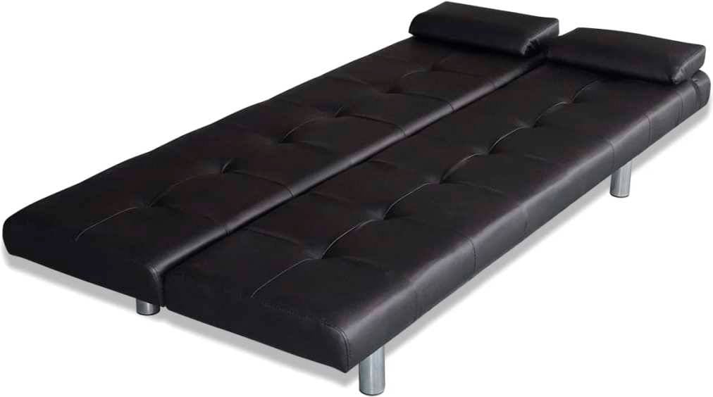 Cama Con Dos almohadas ajustable cuero artificial negro vidaxl reclinable cojines madera para dormir 241722 plazas 2 168 77 615 64 66