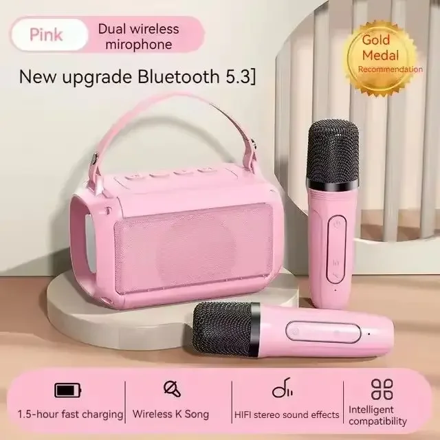Máquina De Karaoke Infantil (rosa) Con Altavoz Bluetooth Y 1 O 2 Micrófonos Duradera Y De Larga Duración.