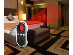 Detector de cámara Buscador de cámara Alarma de sonido segura de emergencia con linterna LED Buscador de cámara de bolsillo (negro) IKIKSO