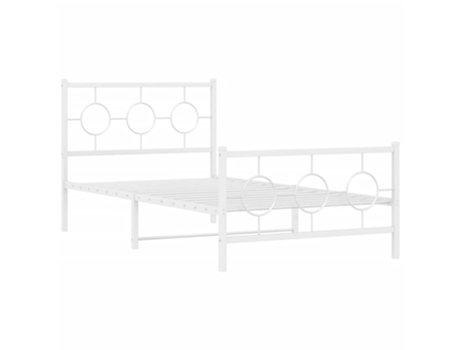 Cama con Cabecero y Patas VIDAXL Metal Blanco (196x105x91cm)