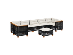 Maison Exclusive - Set De Sofás De Jardín 8 Piezas Y Cojines Ratán Sintético Negro