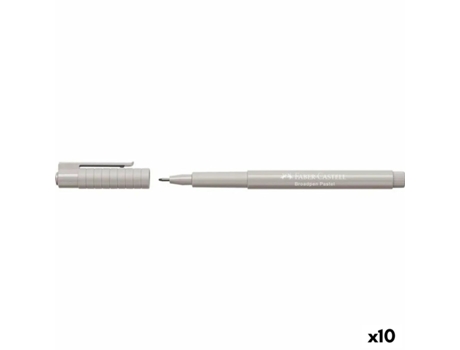 Rotulador permanente FABER-CASTELL Broadpen Pastel Gris (10 Unidades)