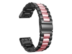 Correa Acero para Garmin Forerunner 955 Negro y Rosa