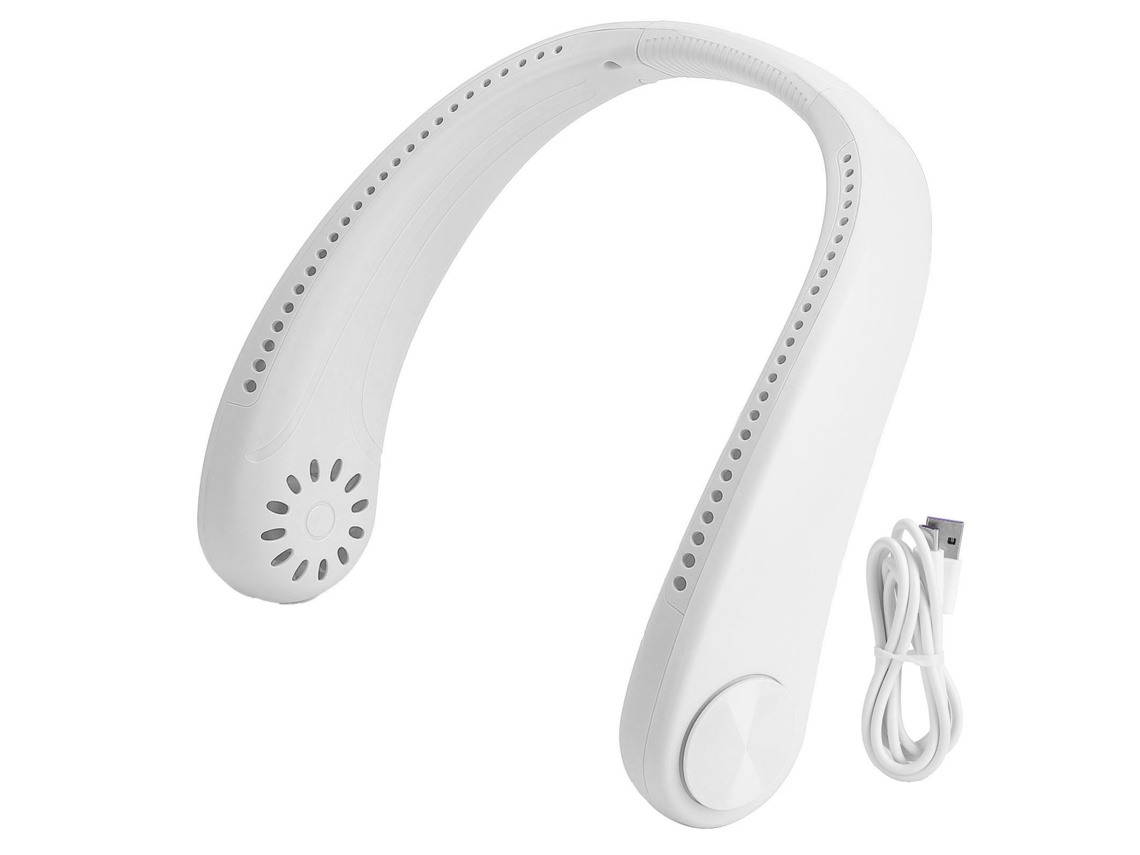 Ventilador de cuello USB, sin aspas, ligero, portátil, blanco.