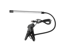 Rebe-luz De Lectura Con Clip Ajustable Led, Luz Fría Y Cálida, Brillo Regulable, Tubo Sencillo, Usb, Color Negro