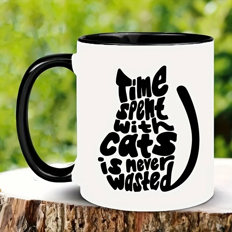 (negro 330 Ml) Taza De Cerámica Para Amantes De Los Gatos, Ideal Para Café, Té Con Leche O Agua. Juego De Vasos Creativos Para El Hogar.