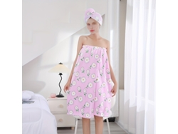 Conjunto De Baño: Bata Estampada + Secador De Pelo, Toalla De Forro Polar Coral. Perfecto Para Usar En Casa O Después De Un Baño En El Spa.