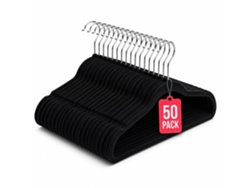 Com-fort House Perchas De Terciopelo Antideslizantes Pack 50 – Negro – Ultrafinas Ahorra Espacio – Gancho Giratorio 360° – Perchas Para Ropa, Trajes, Vestidos Y Camisas