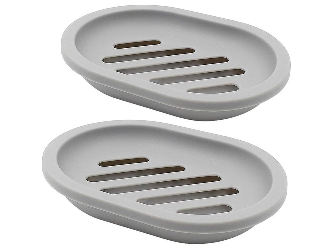 2026-2-pack Platos De Jabón Con Drenaje, Soportes Para Jabón, Seco Y Antideslizante, Fácil De Limpiar (gris)