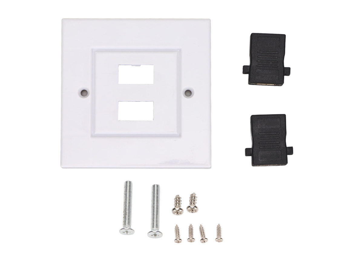 Interfaz De Panel De Pared Multimedia Hd De 2 Puertos, Acoplador De Extensión, 4k 60hz Hdr, Blanco 86x86mm
