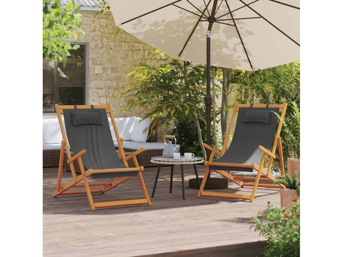 Sillas de playa plegables de 2 piezas DKD Home Decor de tela gris