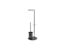 Soporte para escobilla de baño Wellhome de cristal y acero inoxidable gris.