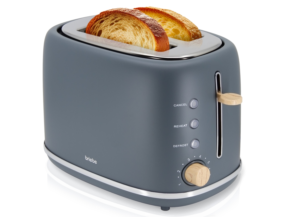 Nordic Tostadora Pan Ranura Ancha, Tostador 2 Rebanadas, 6 Niveles Tostado, Calientapanecillos Briebe Ta1166gry Gris