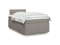 Cama Box Spring Con Colchón Tela Gris Taupe 120x200 Cm
