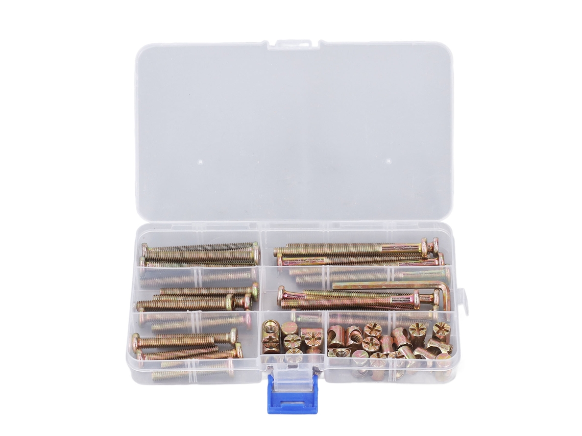 Kit de tornillos de cabeza abombada M6 con tuercas, martillo y llave hexagonal | Sin marca