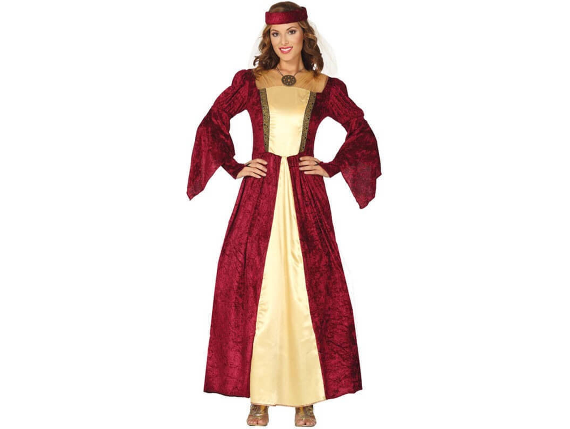 Disfraz de Mujer DISFRAZZES Dama Medieval Granate (Talla: L)