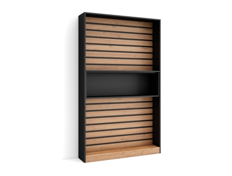 Librería estantería, 110x186x25cm, Salón - Comedor - Oficina, Con Almacenaje, Roble y negro