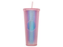 MEOIRUERY Vaso de Plástico 710ml con Tapa y Sorbete, Reutilizable para Café Helado y Batidos, Vaso Transparente Laser