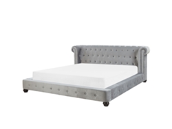 Cama con somier BELIANI Cavaillon de Terciopelo Gris 225x246x93