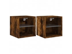 Soporte de pared para TV con luces LED, 2 piezas, roble ahumado, MAISON EXCLUSIVE