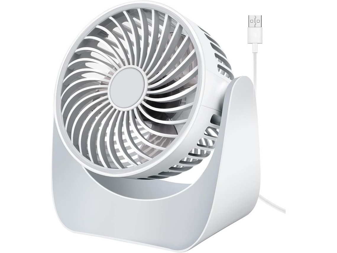 Ventilador De Escritorio Usb Linjou Para Refrescarse En Casa, La Oficina, Acampar Y Viajar (batería No Incluida, Blanco)