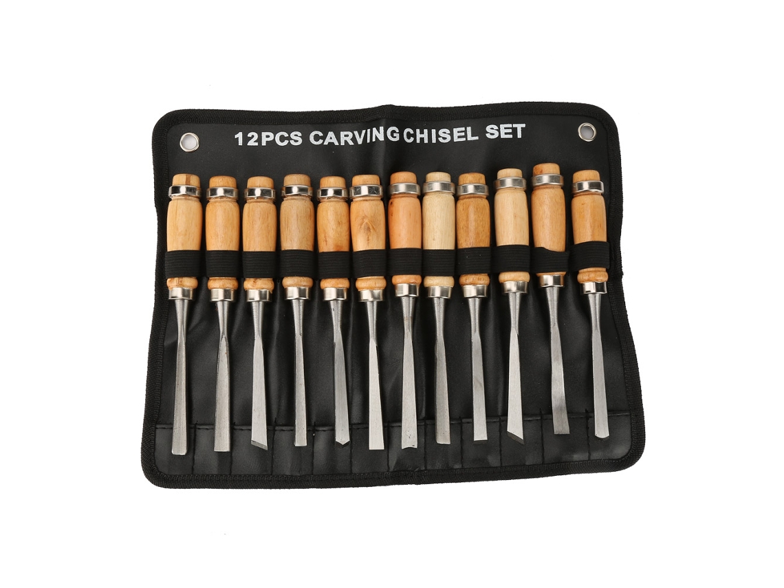 Juego De 12 Herramientas Para Grabado En Madera: Cinceles Y Cuchillos Para Tallar.