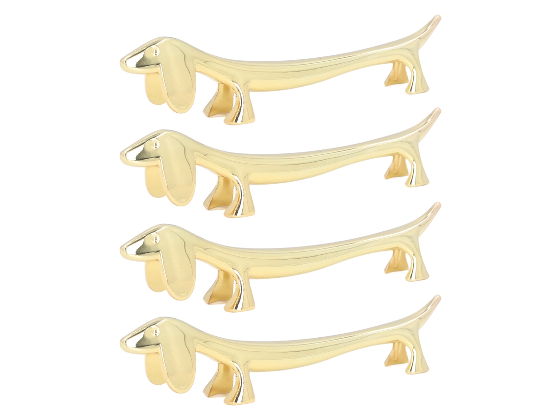 4 Piezas Reposacubiertos De Madera Con Diseño De Perro Dachshund Dorado Reutilizable Para Hogar Restaurante Fiesta