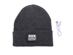 2026-gorro Unisex De Invierno Tejido Con Linterna Led Recargable Usb Para Mujer Hombre Talla Única Gris