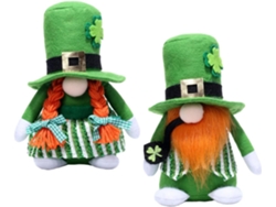 Decoración Patricio 2 Gnomos Peluche Verdes Hechos Algodón Fibra Poliacrílico Crear Ambiente Festivo Celebrar