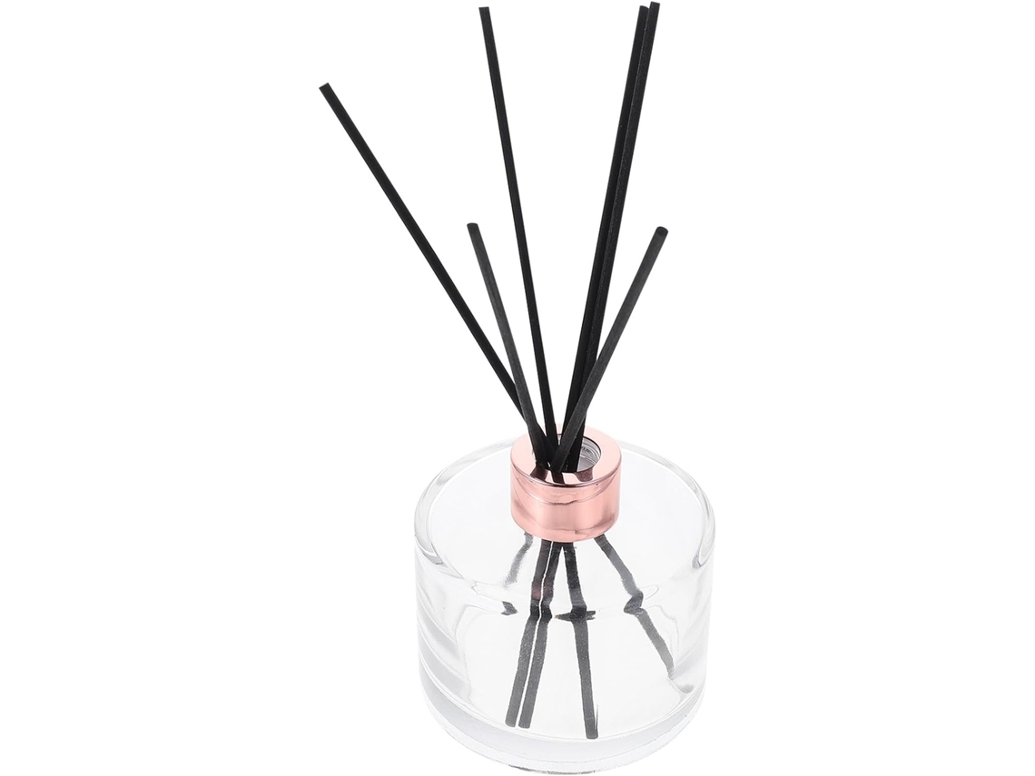 Frasco De Vidro De 200ml Para Aromaterapia Com 6 Varetas Pretas Para Difusor.