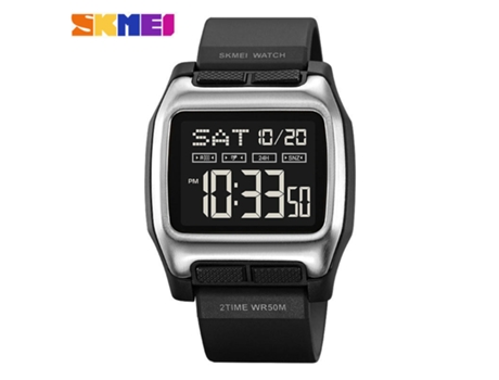 Reloj digital cuadrado para hombre con números y esfera grande, relojes LED impermeables, color negro y plateado LUUCOZK