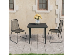 Conjunto de comedor de jardín de 3 piezas DKD Home Decor en mimbre de PVC negro
