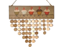 Calendario De Cumpleaños Familiar De Madera Con Diseño De Feliz Para La Decoración De Fiestas (1 Tablero