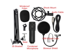 Micrófono De Condensador Bm-800 Con Tarjeta De Sonido Usb Y Soporte Para Grabación Y Radio.