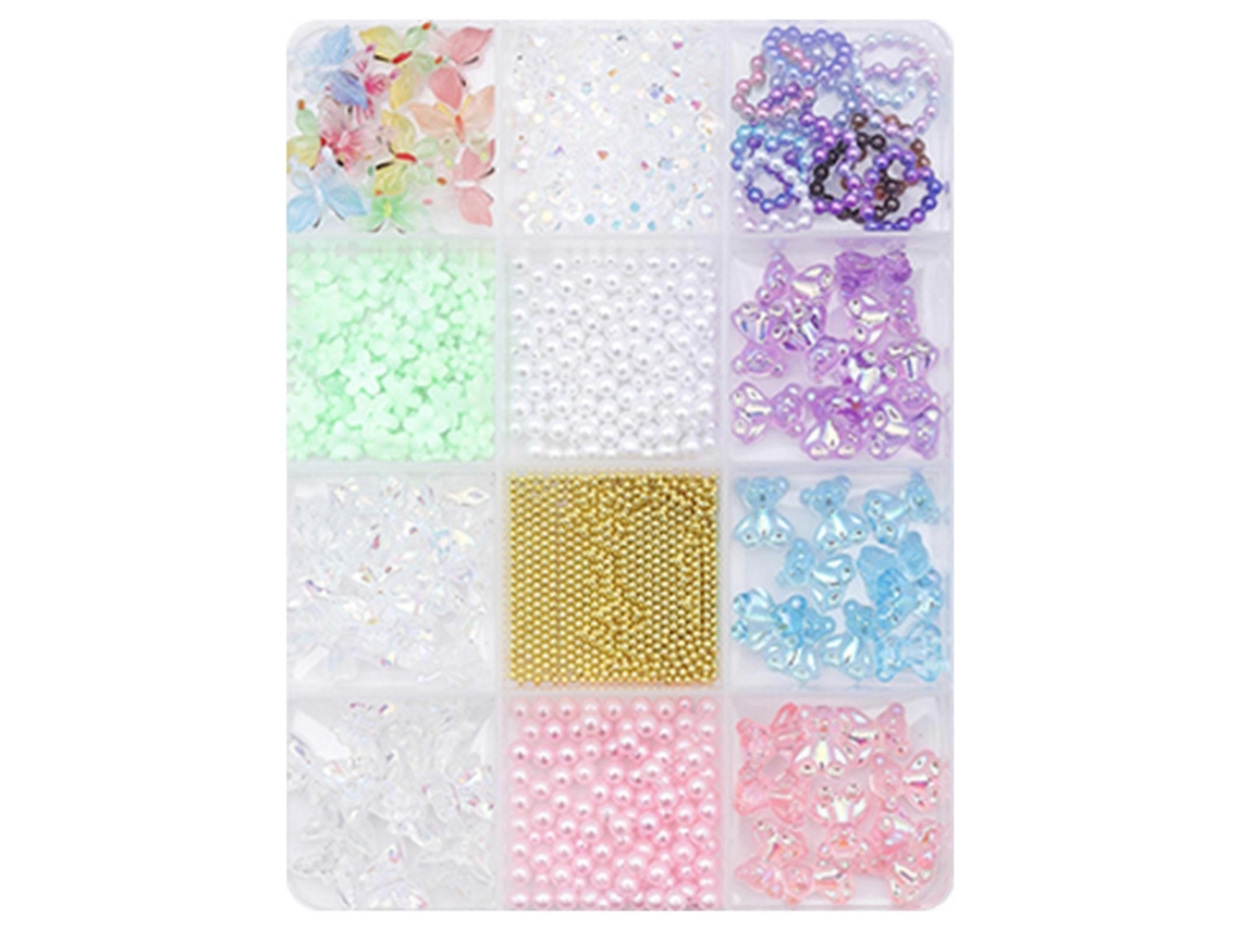 Adornos para uñas con lazos 3D de 12 grados, gemas de resina para uñas con formas mixtas, ideales para fiestas. Hengrongshen